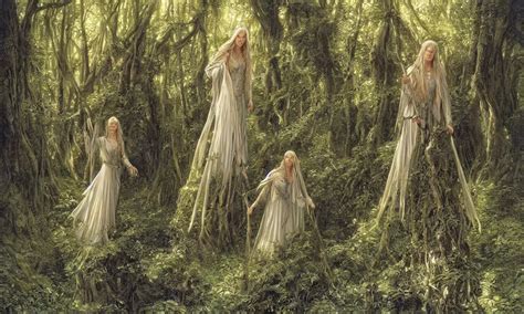Galadriel In Lothlórien Art By John Howe And Donato Stable Diffusion