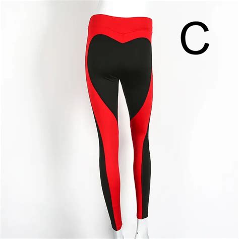 Women Sexy Push Up Workout Leggings Peach Heart Shaped Mesh Patchwork Fitness Pants Black Color