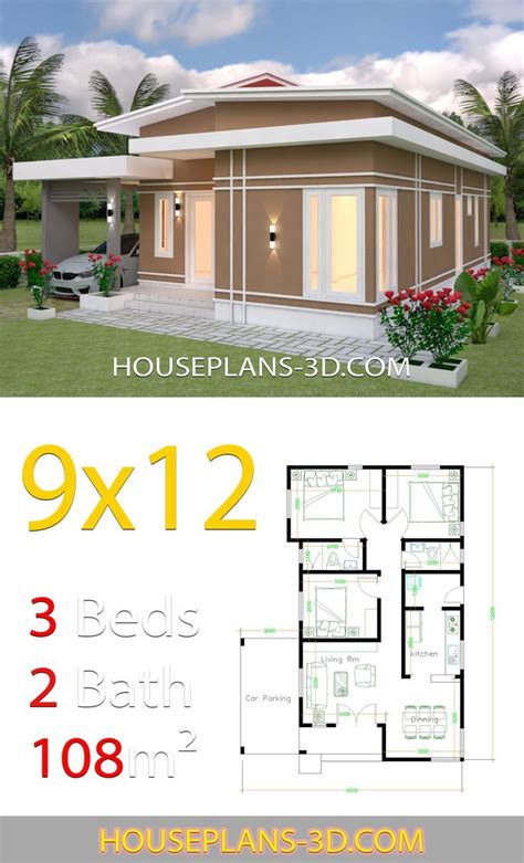 Petit Home design plan 6 5x8 5 M Avec 2 Chambres à Coucher Samphoas