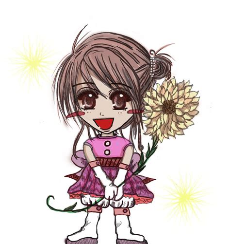 Chibi Anime Girl With Flower By Peonyroyale On Deviantart
