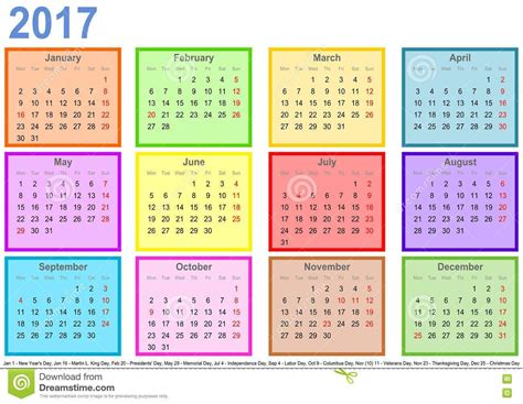 Calendar 2017 Holidays Usa Federal Holidays In Usa In 2017 Office