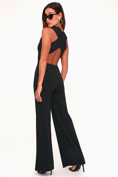 Thinking Out Loud Black Backless Jumpsuit Black Backless Jumpsuits