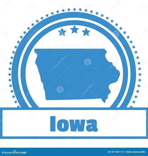 Iowa State Map Label Vector Illustration Decorative Design Stock