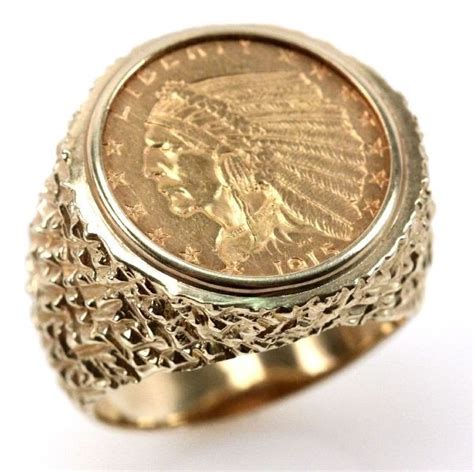 1915 Us Gold 25 Dollar Indian Head Coin Ring Lot 5261