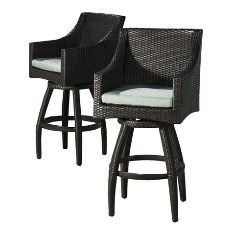 Rst Brands Deco All Weather Wicker Motion Patio Bar Stool With Spa Blue