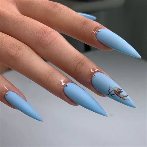 Pin By Alexandra On Nailed It Angel Nails Blue Stiletto Nails