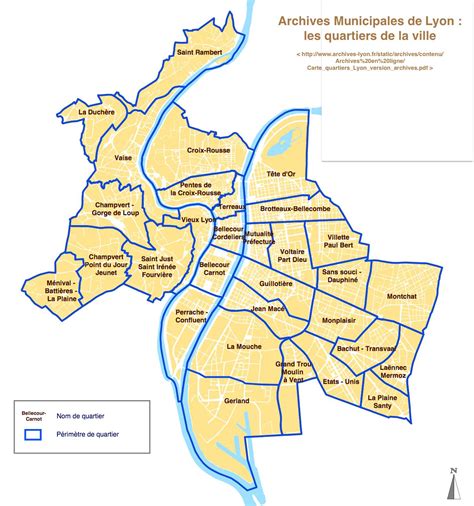 Map Of Lyon Neighborhood Surrounding Area And Suburbs Of Lyon