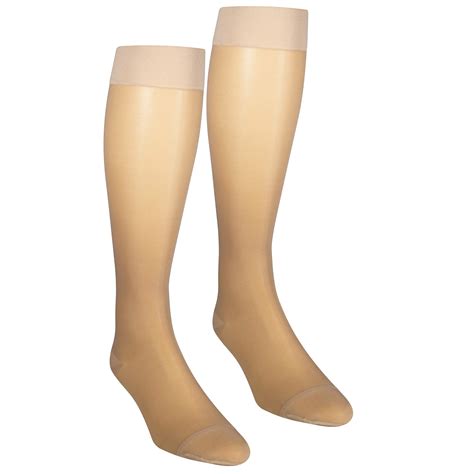 Nuvein Sheer Compression Stockings 15 20 Mmhg Support Womens Medium Denier Nylons Knee High