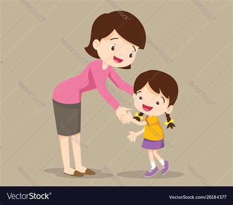 Mom Hugging Daughter And Talking To Her Royalty Free Vector