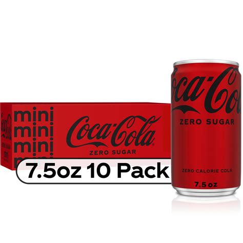 Coca Cola Zero Sugar Mini Soda Pop Soft Drink 75 Fl Oz 10 Pack Cans