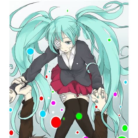 Aqua Eyes Aqua Hair Bandaid Blazer Eyepatch Hatsune Miku Holding Hands Liked On Polyvore