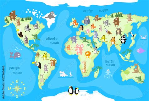 World Map Continents And Oceans For Kids