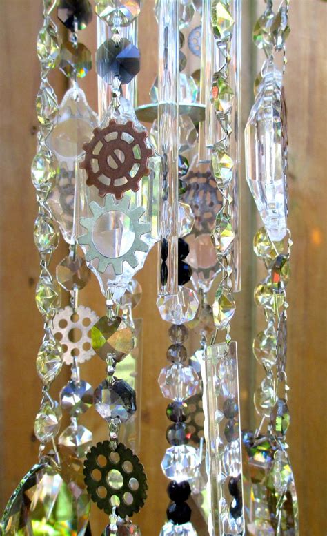 Steampunk Crystal Prism Wind Chime Indoor Or Outdoor Industrial