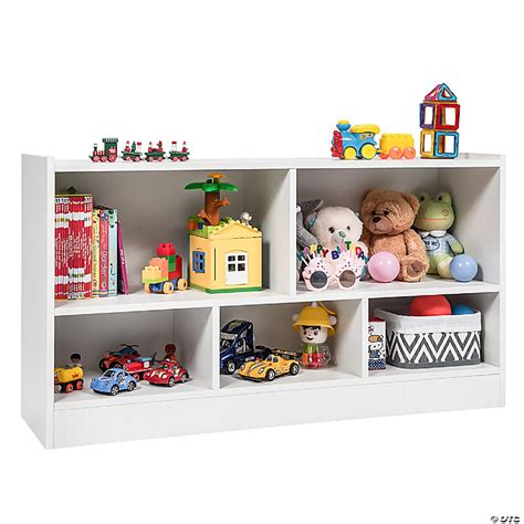 Costway Kids 2 Shelf Bookcase 5 Cube Wood Toy Storage Cabinet Organizer