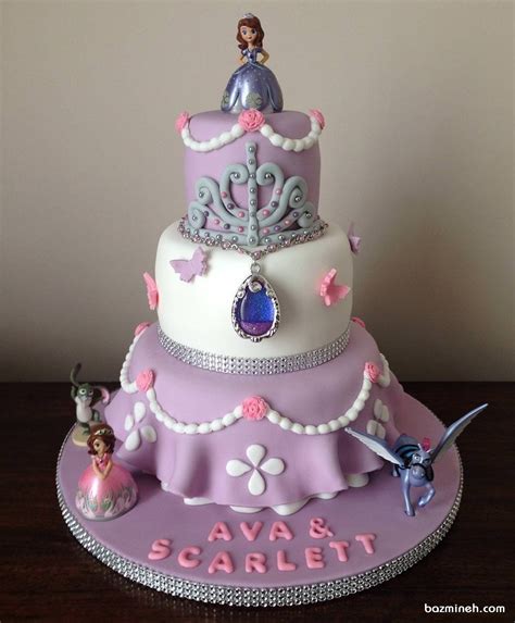 کیک چند طبقه فوندانت جشن تولد دخترونه با تم پرنسس سوفیا Princess Sofia