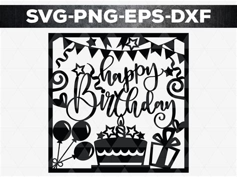 Happy birthday svg cut files birthday papercut template diy | Etsy