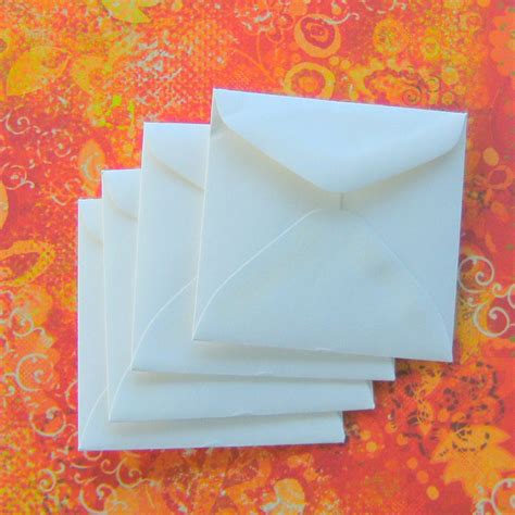25 Small Mini Square Envelopes White