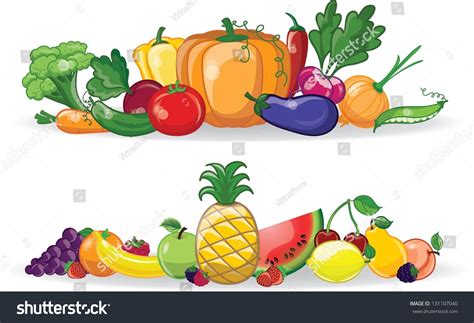 Cartoon Vegetables And Fruits Stock Vector Illustration