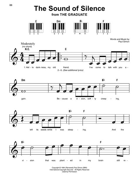 Sound Of Silence Piano Sheet Music The Sound Of Silence Piano Clarinet Sheet Music For Piano