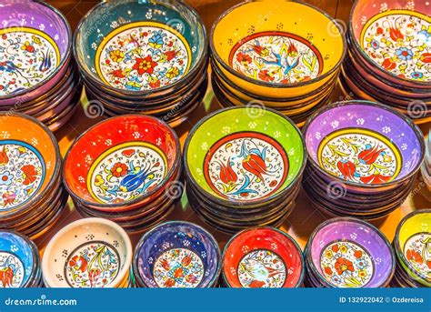 Traditional Turkish Ceramics On Sale At Grand Bazaar In Istanbul