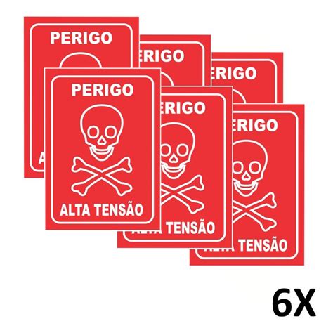 Kit 6 Placa Aviso Sinalizacao Perigo Alta Tensao 20x14 5 Cm Shopee Brasil