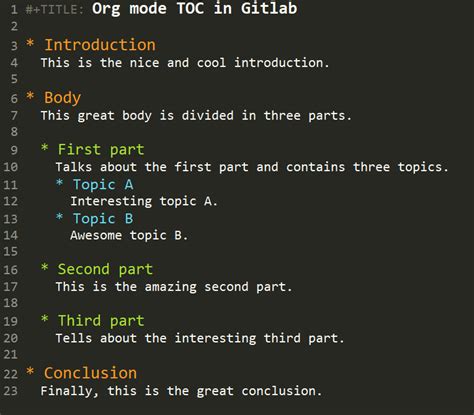 Table Of Contents Toc In Org Mode How To Use Gitlab Gitlab Forum