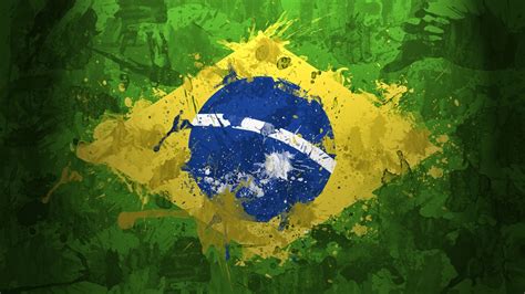 Free Download Brazilian Flag Paint Drawn Hd Wallpaper 1600x900 For