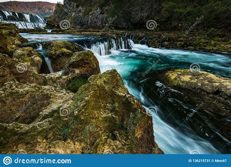Strbacki Buk Waterfall In Bosnia Una National Park Stock Image Image
