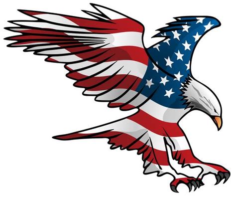 Flying Eagle With American Flag Clip Art