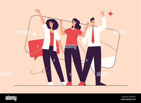 Vector Illustration Depicting A Group Of Business People Celebrating