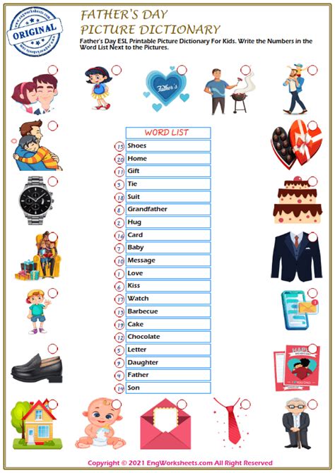 Fathers Day Printable English Esl Vocabulary Worksheets Engworksheets