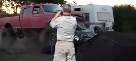 This Lifted Truck Crushing Itself Is Perfection