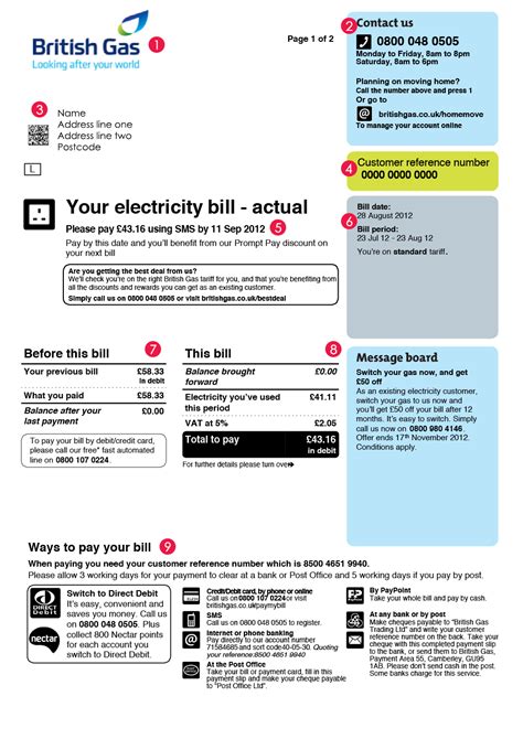 British Gas Bill Bill Template Gas Bill Bills