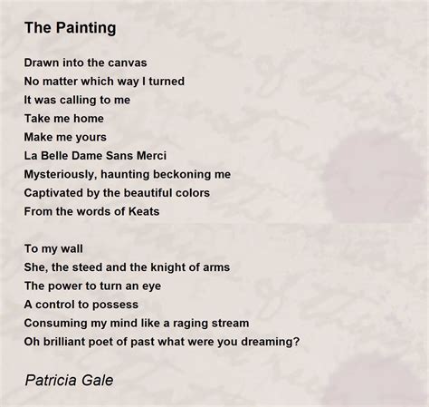 The Painting The Painting Poem By Patricia Gale