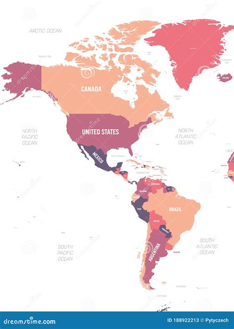 Americas Map High Detailed Political Map Of North And South America