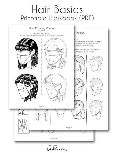How To Draw Hair Step By Step Tutorial Printable Workbook — Jeyram Art