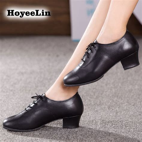 Hoyeelin Black Lace Up Modern Ballroom Tango Dance Dancing Shoes Women