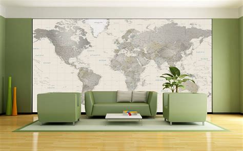 Neutral Tones World Map Mural This Political World Map Blends Warm