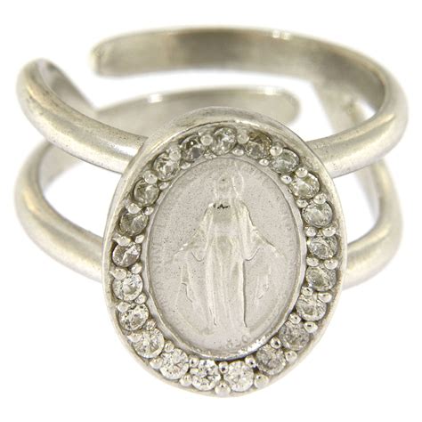 Miraculous Medal Ring In Sterling Silver With Transparent Online