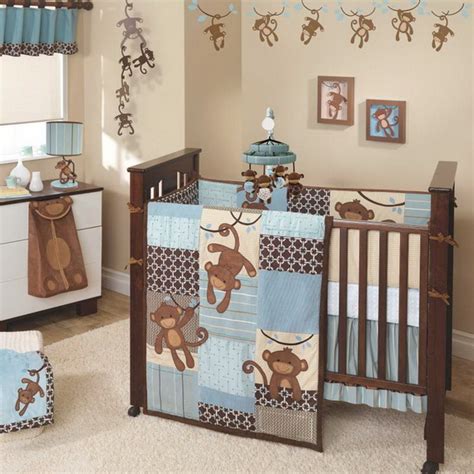 Bring a light hearted jungle theme to baby's nursery with this four piece bedding set. Monkey Baby Crib Bedding Theme and Design Ideas - family ...