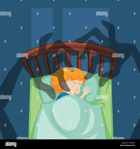 A Boy Having A Nightmare Illustration Stock Vector Image And Art Alamy