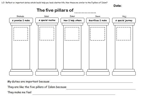 Primary Re Worksheet 5 Pillars Of Islam A Islamic Pinterest Islam