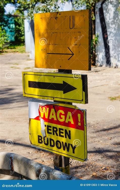 Polish Signs On Pole Editorial Stock Photo Image Of Advertising 61091303
