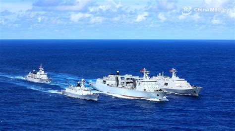 Warship Formation Performs Replenishment At Sea China Military