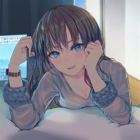 Download 2248x2248 Wallpaper Blue Eyes Cute Anime Girl Beautiful