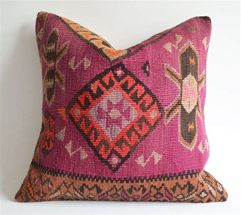 Sukan Handwoven Vintage Turkish Kilim Pillow Cover Decorative Pillows Accent Pillow Throw