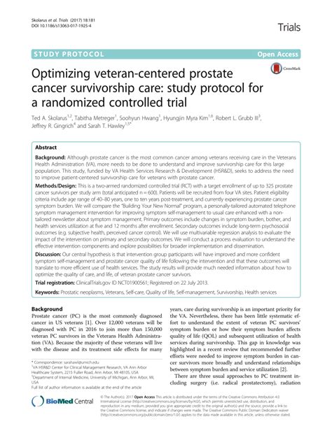 PDF Optimizing Veteran Centered Prostate Cancer Survivorship Care Study Protocol For A