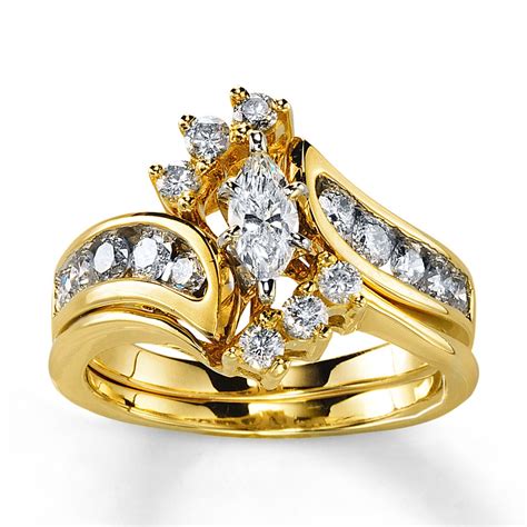 Kay Diamond Bridal Set Ct Tw Marquise Cut K Yellow Gold