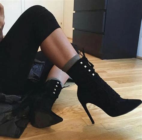 monmoira sexy rivets pointed toe ankle boots for women lace up cross tie high heel boots women