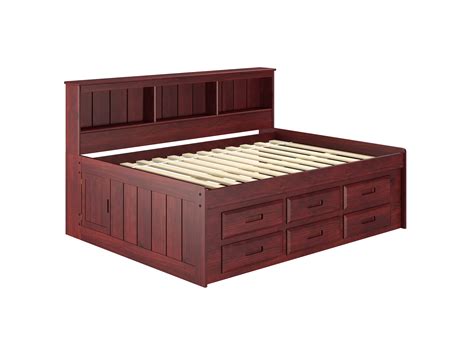 Full Daybed Bookcase Captains Bed With 6 Drawer Under Bed Storage In